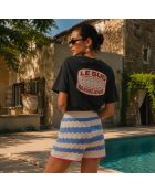 Boxy Le Sud schwarzes Baumwoll-T-Shirt