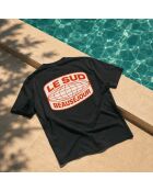 Boxy Le Sud schwarzes Baumwoll-T-Shirt