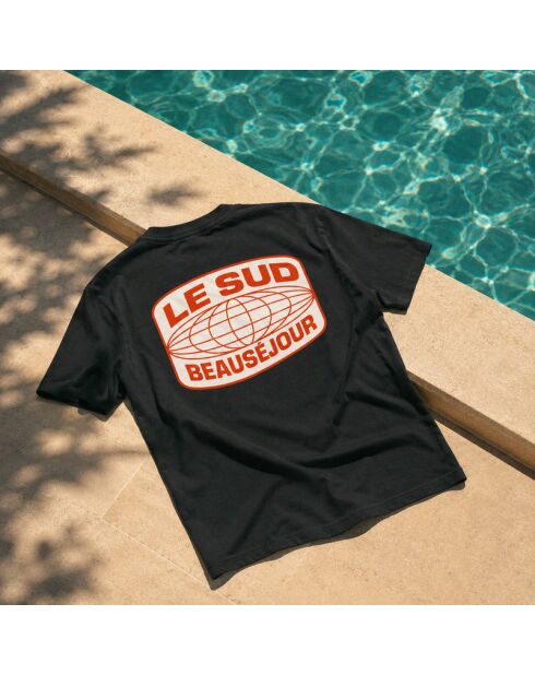 Boxy Le Sud schwarzes Baumwoll-T-Shirt