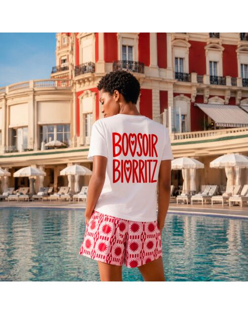 T-shirt Bonsoir Biarritz in cotone bianco