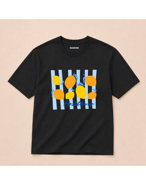 T-shirt nera Positano in cotone