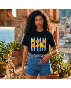 T-shirt nera Positano in cotone