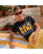 T-shirt nera Positano in cotone