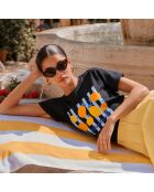T-shirt nera Positano in cotone