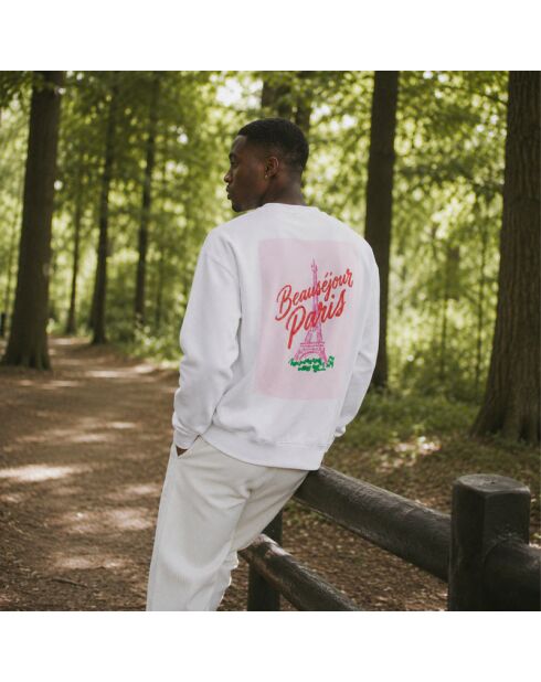 Sweatshirt en coton Tour Eiffel blanc