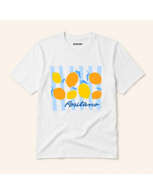 Weißes Positano-Baumwoll-T-Shirt