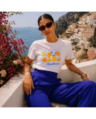 Weißes Positano-Baumwoll-T-Shirt