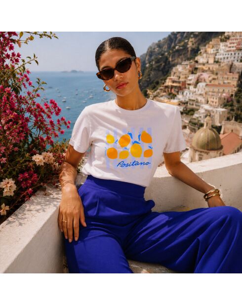 Weißes Positano-Baumwoll-T-Shirt