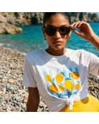 Weißes Positano-Baumwoll-T-Shirt