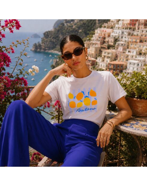 Weißes Positano-Baumwoll-T-Shirt