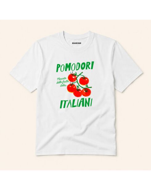 Weißes Baumwoll-T-Shirt Pomodori