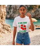 Weißes Baumwoll-T-Shirt Pomodori