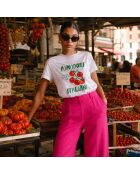 Weißes Baumwoll-T-Shirt Pomodori