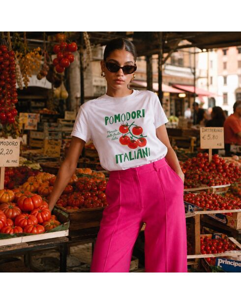 Weißes Baumwoll-T-Shirt Pomodori