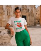 Weißes Baumwoll-T-Shirt Pomodori