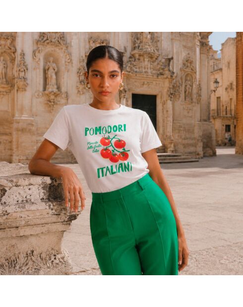 Weißes Baumwoll-T-Shirt Pomodori