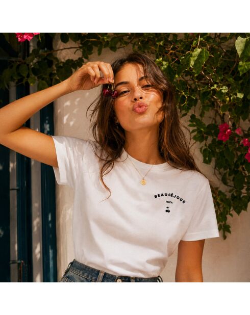 Weißes Baumwoll-T-Shirt Ibiza