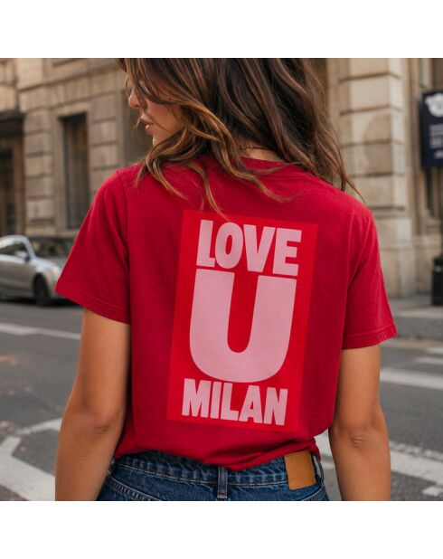Love U Milan rotes Baumwoll-T-Shirt