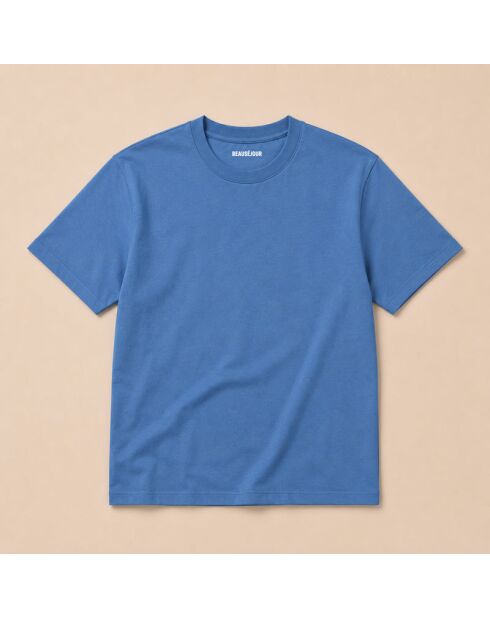 Hellblaues Baumwoll-T-Shirt Paris En Fleurs