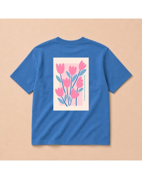 Hellblaues Baumwoll-T-Shirt Paris En Fleurs