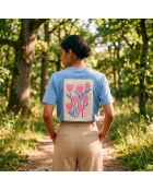 Hellblaues Baumwoll-T-Shirt Paris En Fleurs