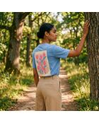 Hellblaues Baumwoll-T-Shirt Paris En Fleurs