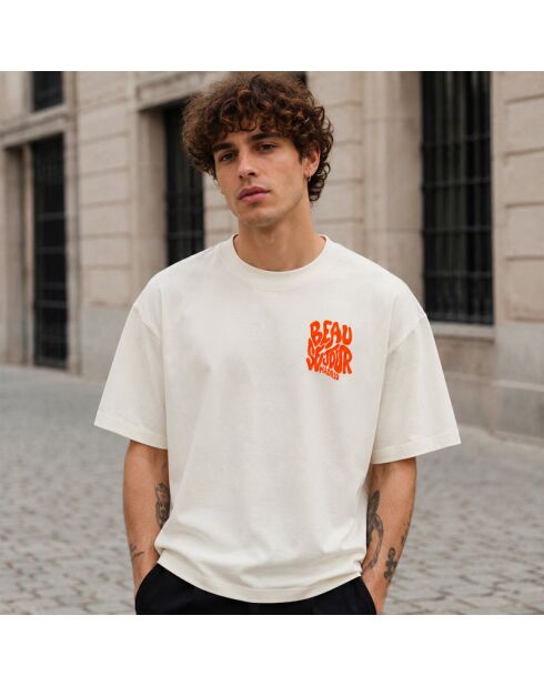 Boxy Madrid T-shirt van crèmekleurig katoen