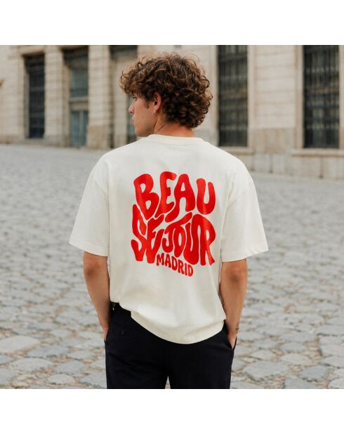 Boxy Madrid T-shirt van crèmekleurig katoen