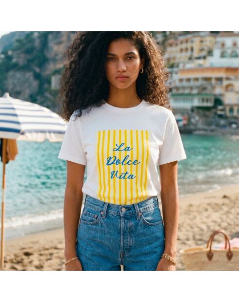 Weißes Baumwoll-T-Shirt La Dolce
