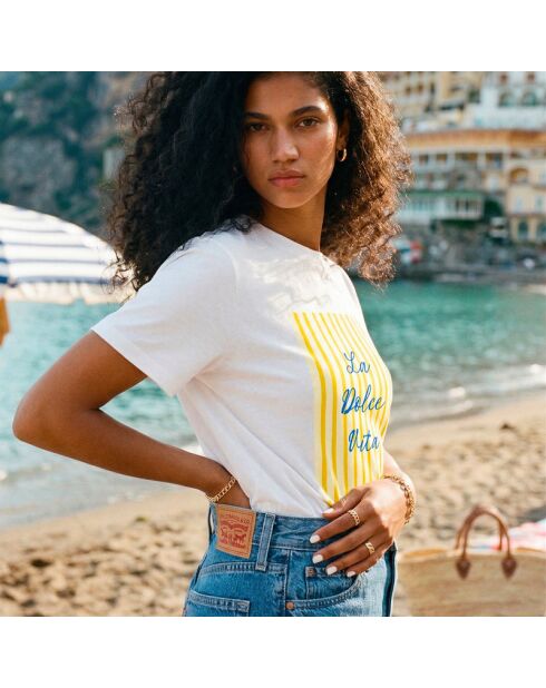 Weißes Baumwoll-T-Shirt La Dolce