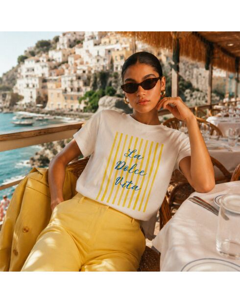 Weißes Baumwoll-T-Shirt La Dolce