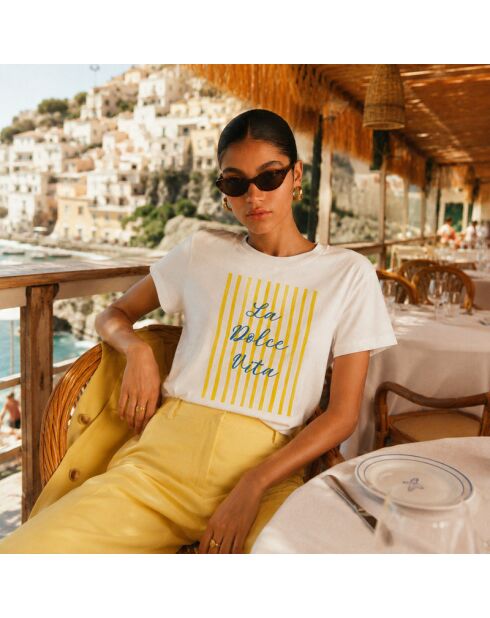 Weißes Baumwoll-T-Shirt La Dolce