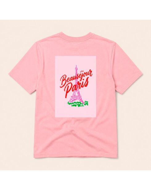 Rosafarbenes Baumwoll-T-Shirt Eiffelturm