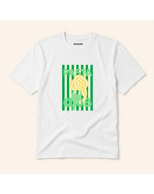 T-shirt bianca Pasta Club in cotone