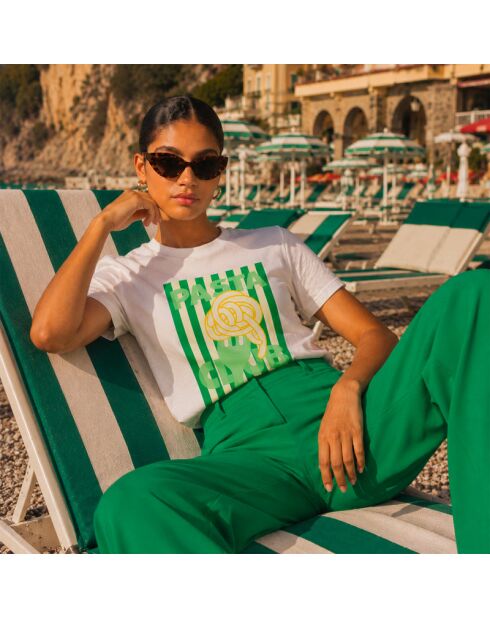 T-shirt bianca Pasta Club in cotone