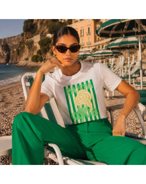 T-shirt bianca Pasta Club in cotone
