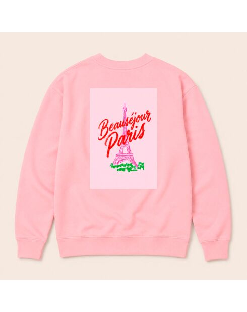 Sweatshirt en coton Tour Eiffel rose