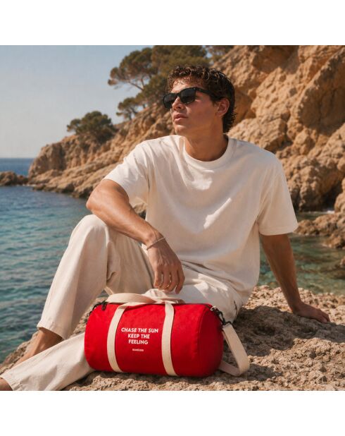 Gym Bag en coton pour femme rouge - 45x25x25 cm