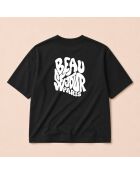 Boxy Paris schwarzes Baumwoll-T-Shirt
