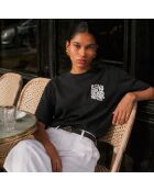 Boxy Paris schwarzes Baumwoll-T-Shirt