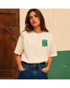 Cremefarbenes Baumwoll-T-Shirt Boxy Casablanca
