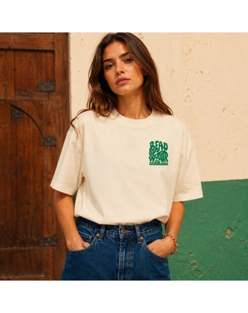 Cremefarbenes Baumwoll-T-Shirt Boxy Casablanca