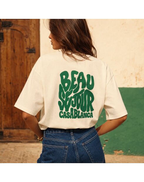 Cremefarbenes Baumwoll-T-Shirt Boxy Casablanca