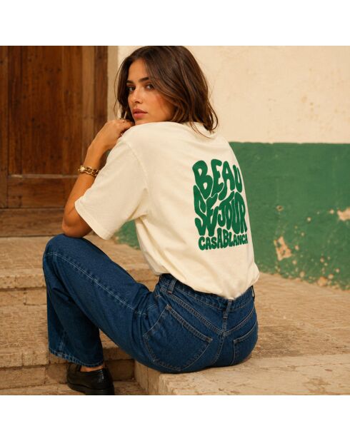 Cremefarbenes Baumwoll-T-Shirt Boxy Casablanca