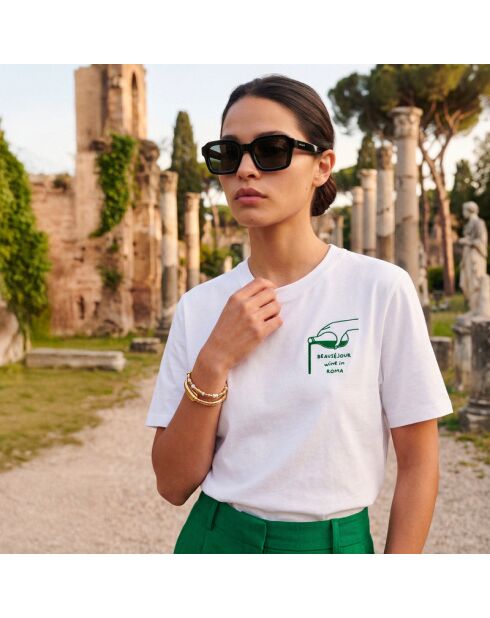 T-shirt Wine In Roma in cotone bianco