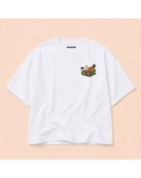 Weißes Baumwoll-T-Shirt Boxy Hotel