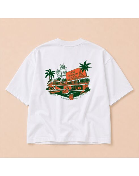 Weißes Baumwoll-T-Shirt Boxy Hotel