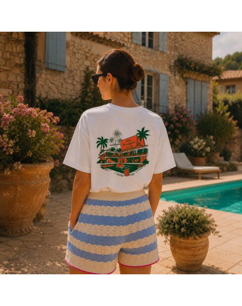 Weißes Baumwoll-T-Shirt Boxy Hotel