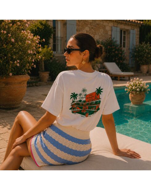 Weißes Baumwoll-T-Shirt Boxy Hotel
