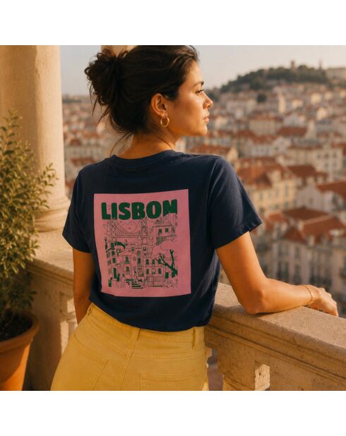 Marineblauw T-shirt van katoen in marineblauw Lissabon